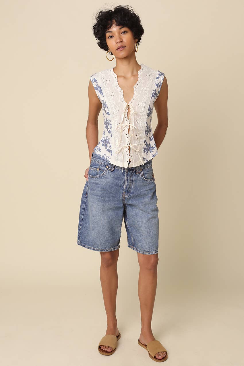 Lainey Lace Trim Floral Tank Top