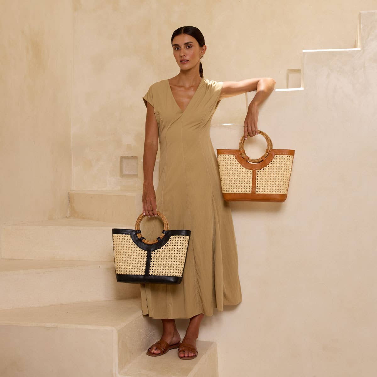 Main Street Tote with Rattan Handle