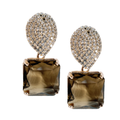 Coco Smokey Brown Quartz Retro Pavé Crystal Gum Drop Earrings