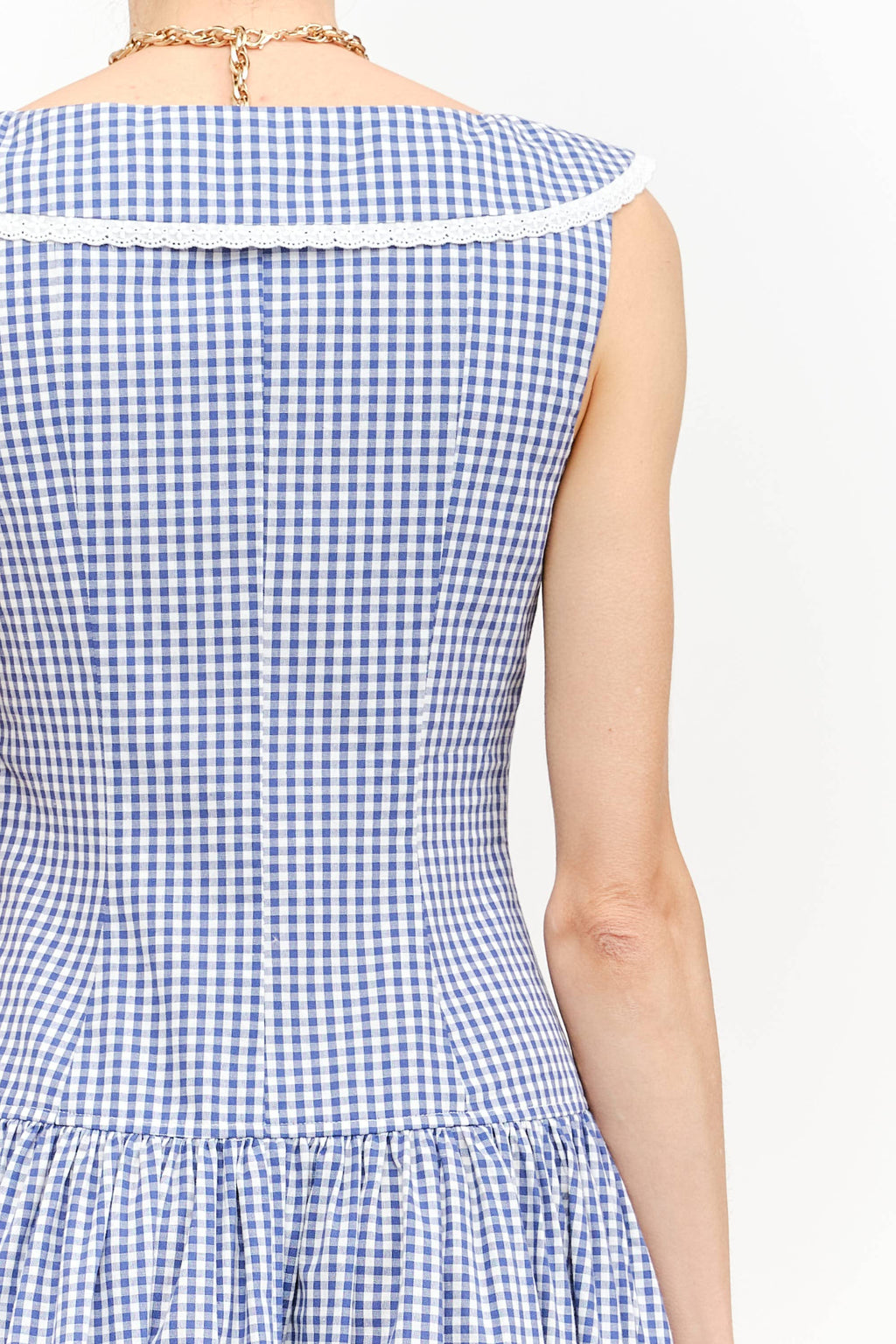 Camie Collared Midi Dress in Blue Gingham