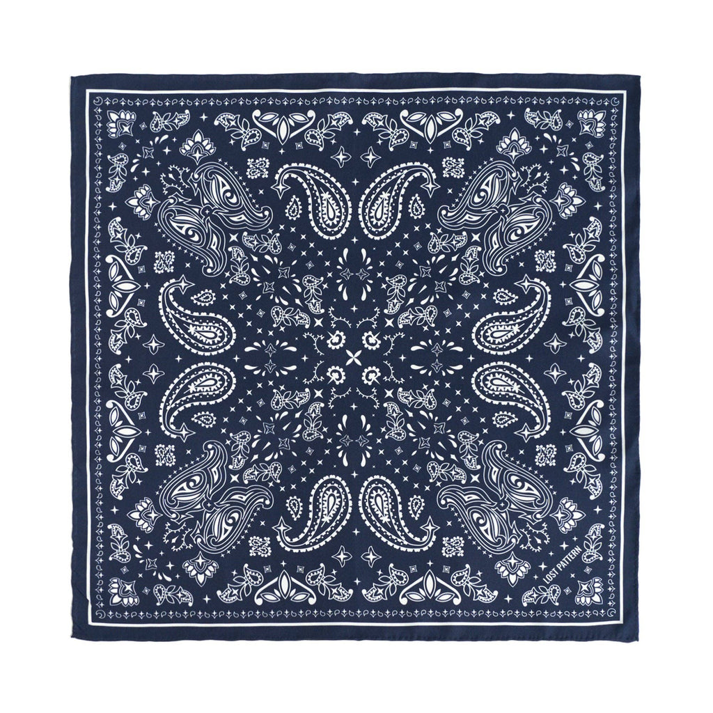 Silk Bandana Scarf in Navy Blue