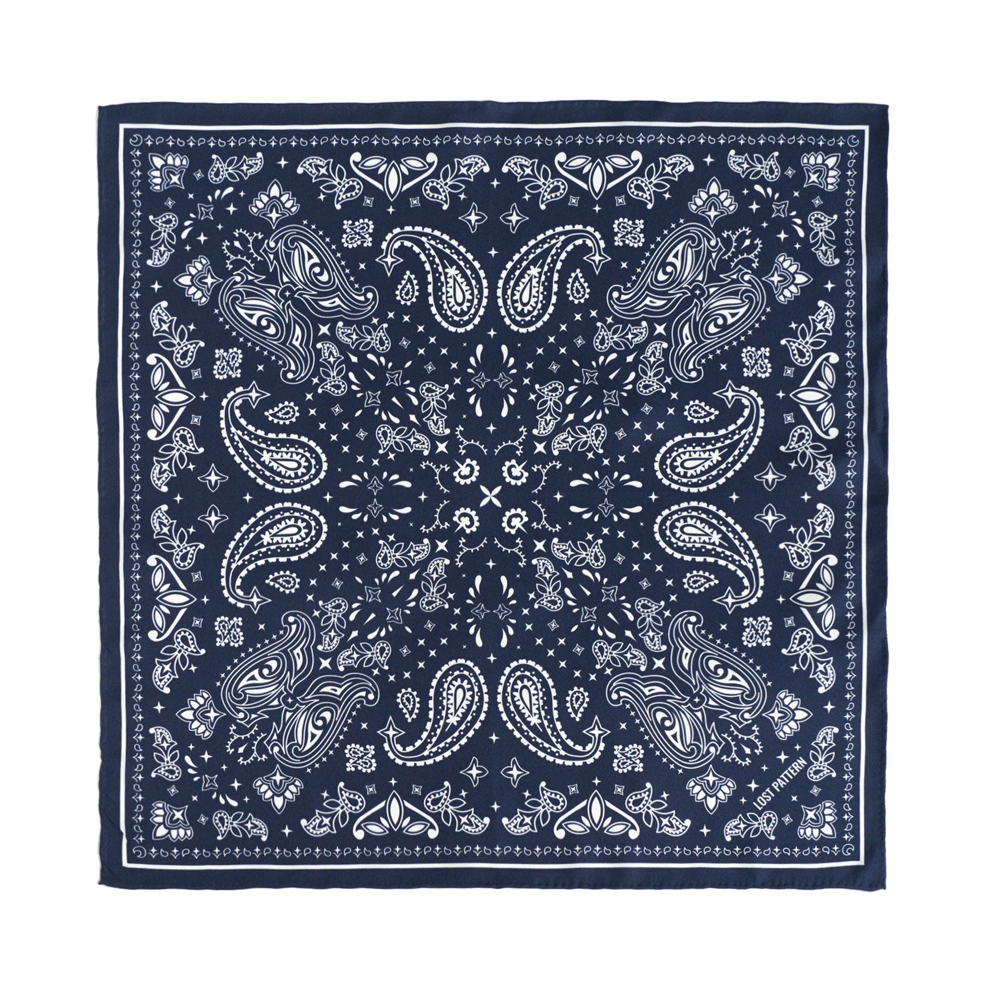 Silk Bandana Scarf in Navy Blue