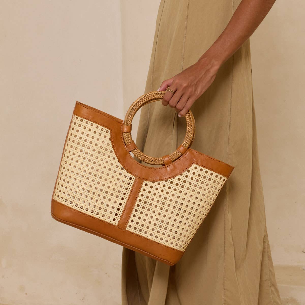 Main Street Tote with Rattan Handle