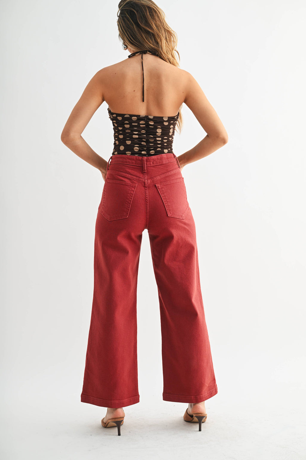 The Sailor Wide Leg Denim in Burgundy