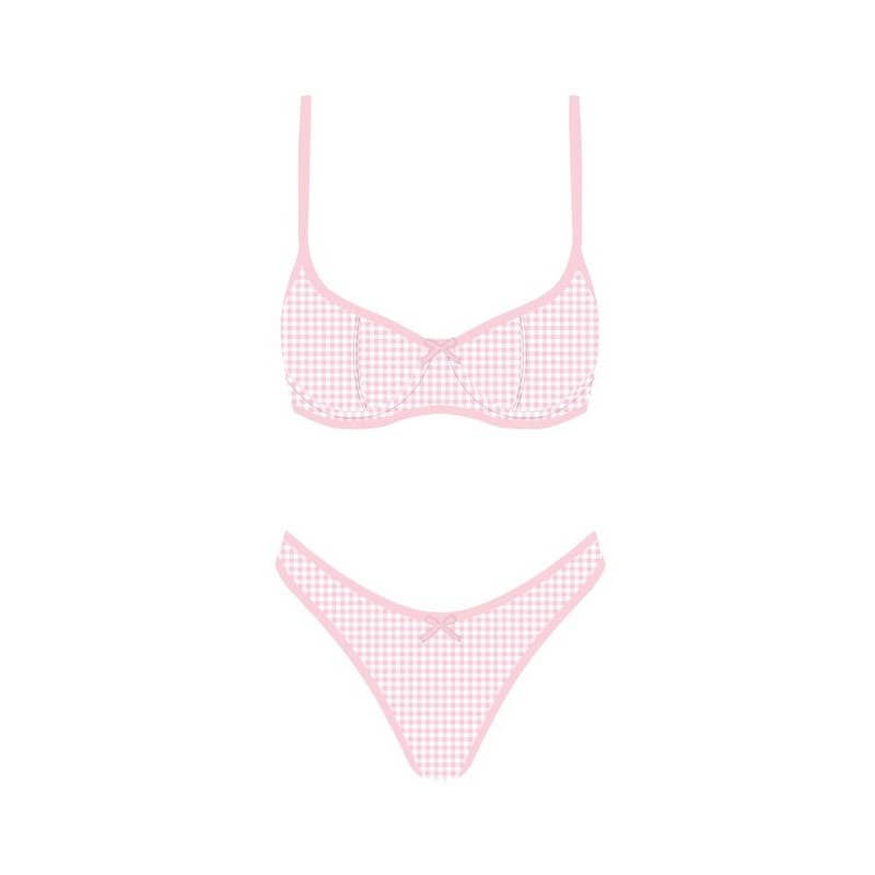 Seaside Picnic Bikini Set in Pink Gingham