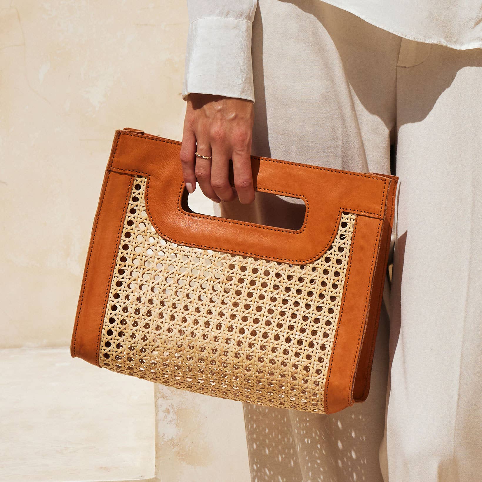 Main Street Handbag with Brown Leather Trim