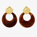 Toby Shell Earrings in Brown