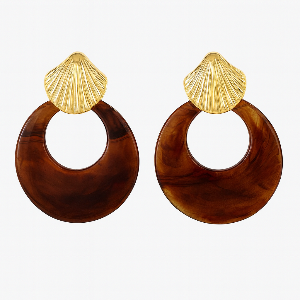Toby Shell Earrings in Brown