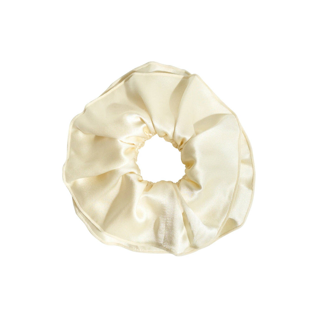 Double-Layer Oversized Silk Scrunchie in Cream