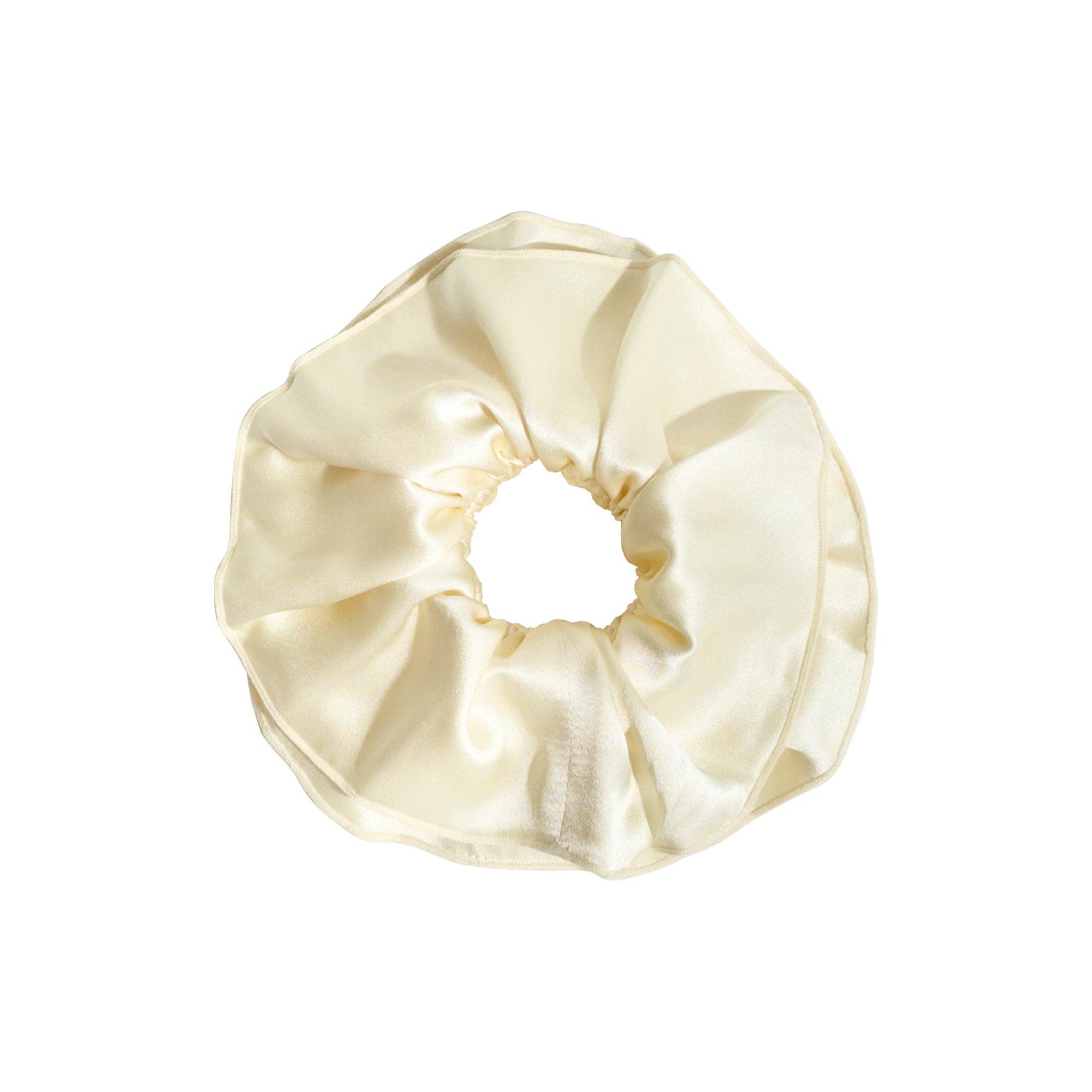 Double-Layer Oversized Silk Scrunchie in Cream