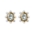 Julia Crystal Pearl Oval Stud Earrings