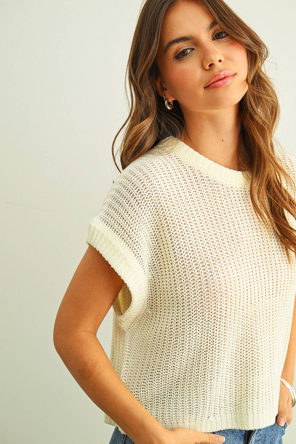 Courtney Knitted Top in Cream