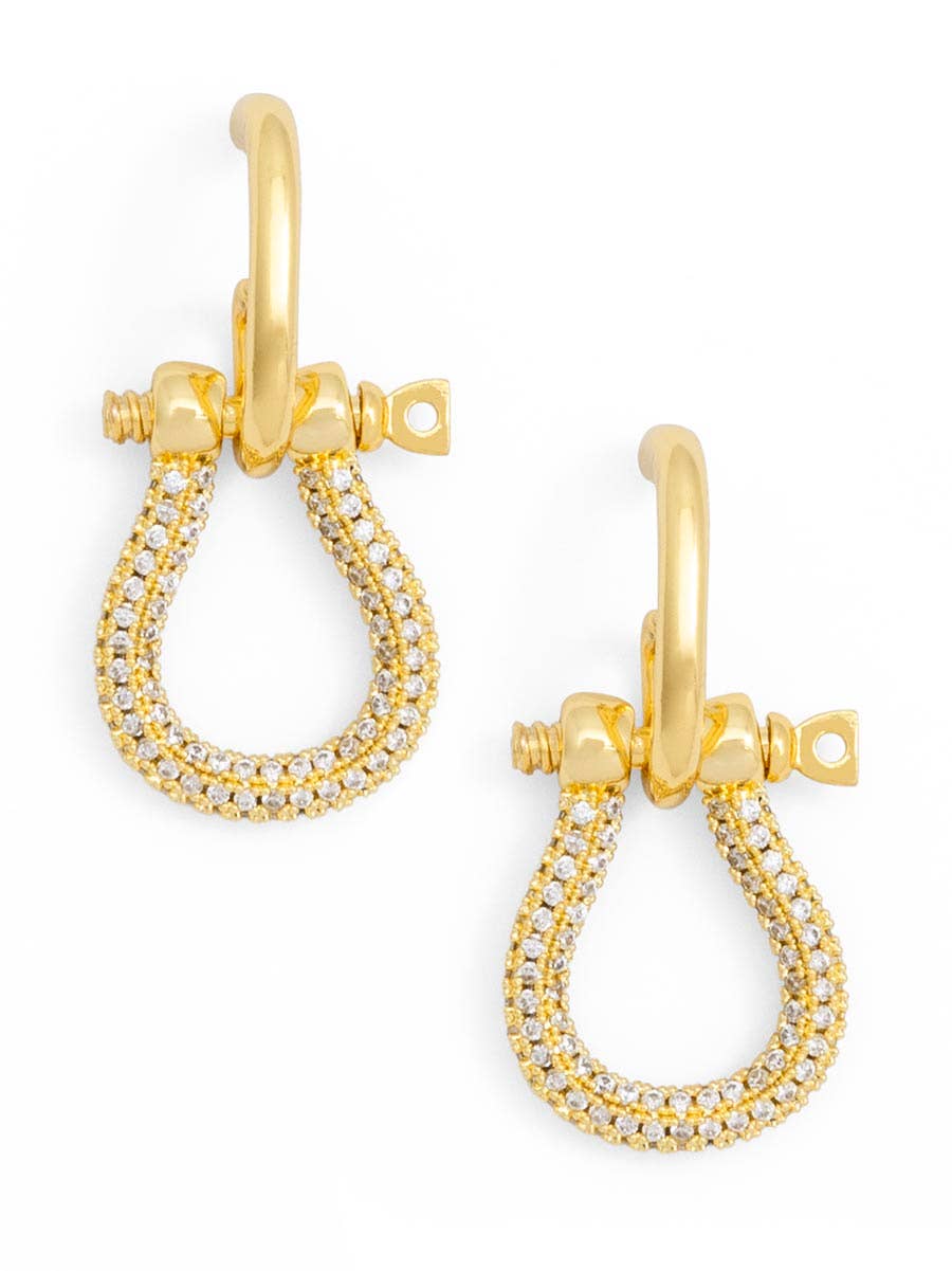Pavé Horseshoe Charm Drop Earring