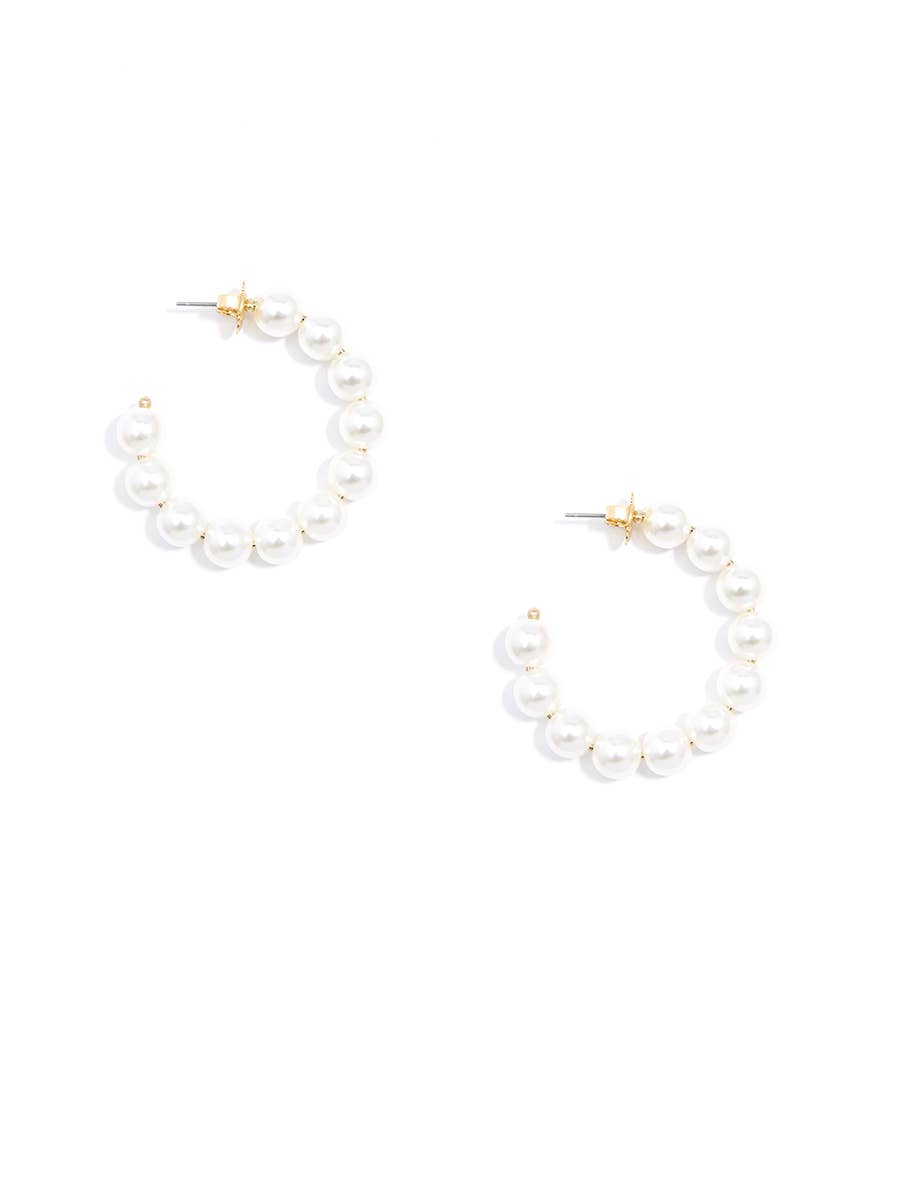 Sadie Mini Pearl Hoop Earrings