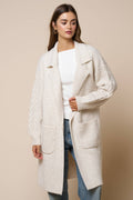 Jodi Cable Sleeve Coat in Cream