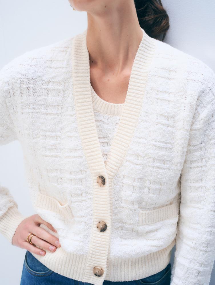 TEXTURED BOUCLE CARDIGAN