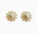 Pearl Circle Floral Stud Earrings