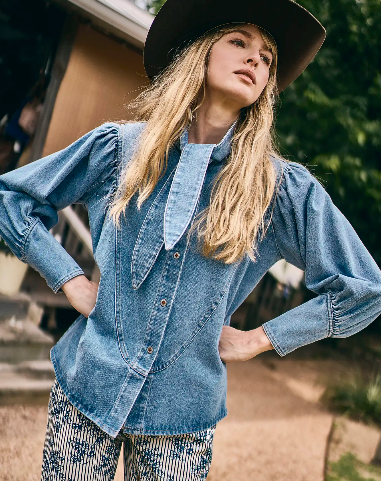 Hunter Bell Odessa Shirt in Vintage Denim