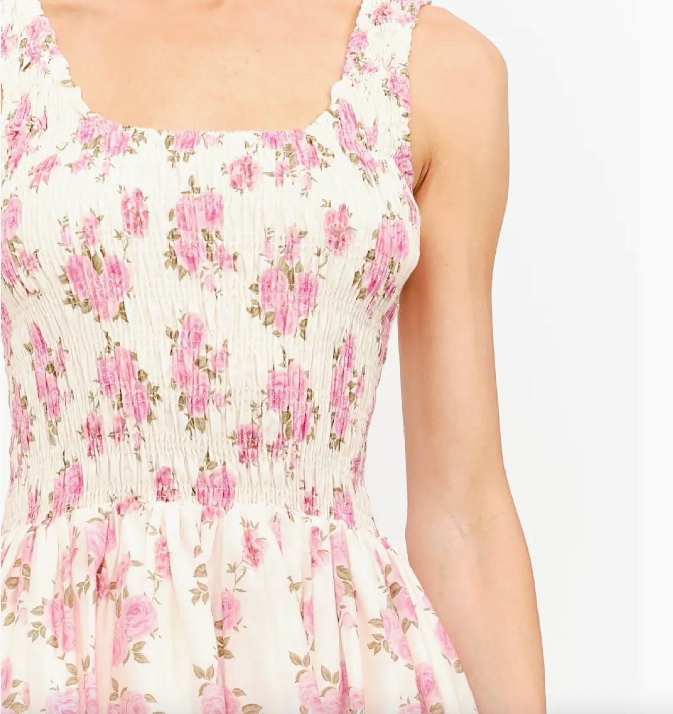 Carly Smocked Dress in Pink Floral