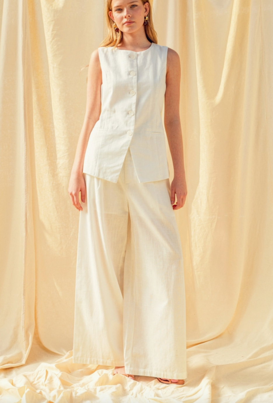 Riley Linen Trouser Pant in White