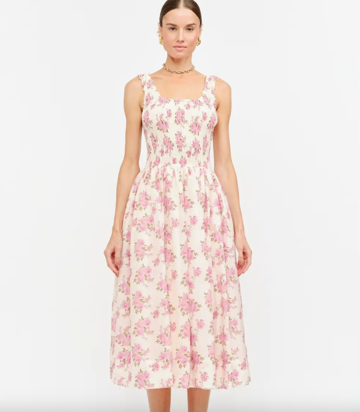 Carly Smocked Dress in Pink Floral