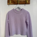 White + Warren Cashmere Cable Shrunken Crew in Lilac Shadow