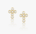 Mini Pearl Cross Earrings