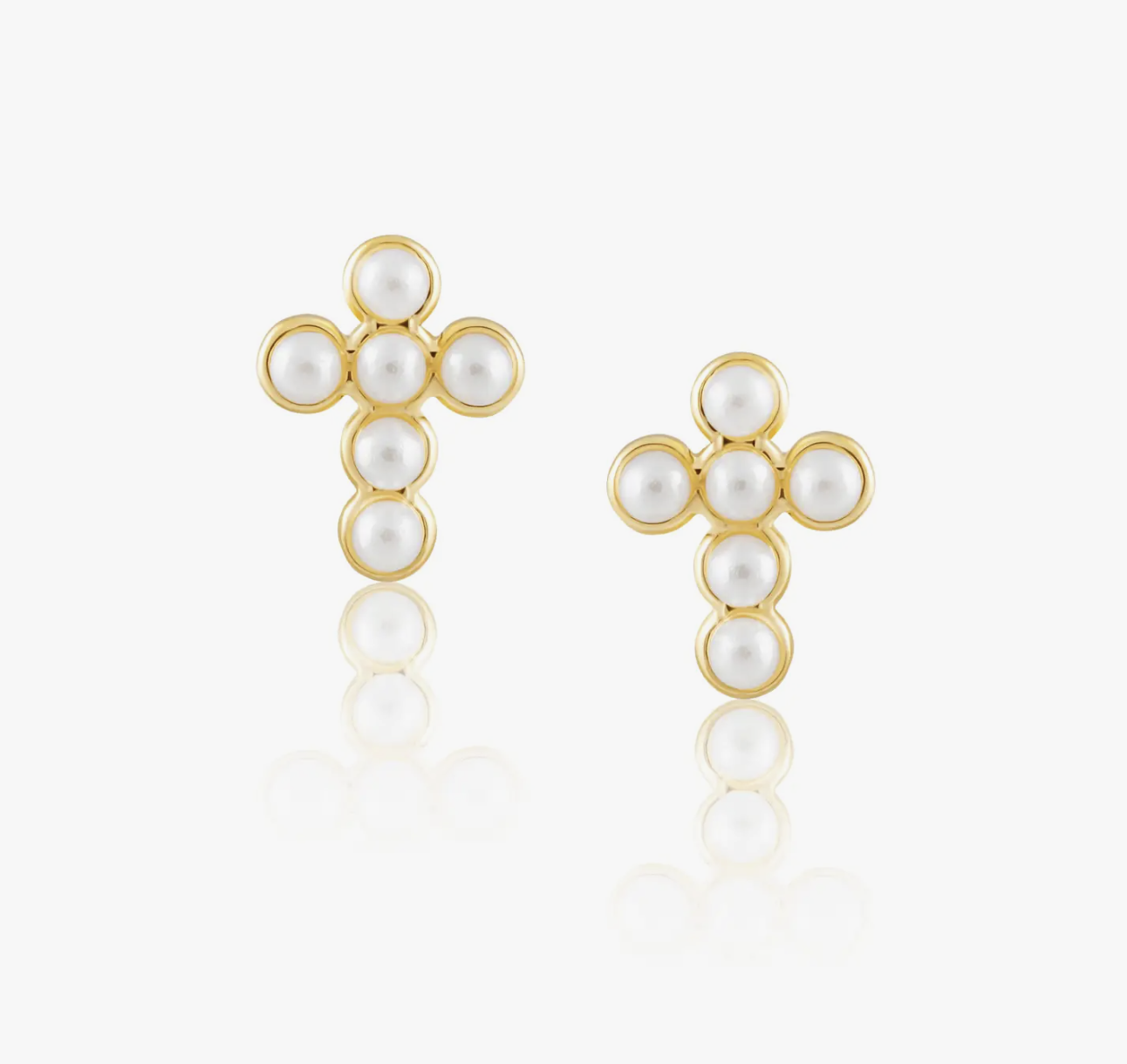 Mini Pearl Cross Earrings