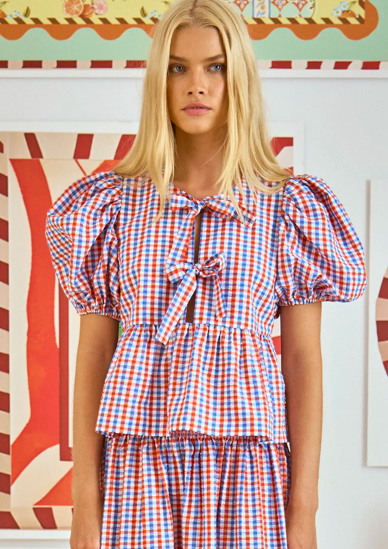 Hunter Bell Carly Top in Lighthouse Gingham