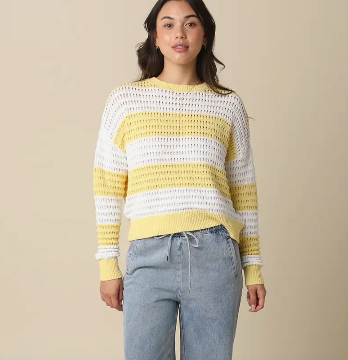 Susie Stripe Knit Sweater in Butter Yellow