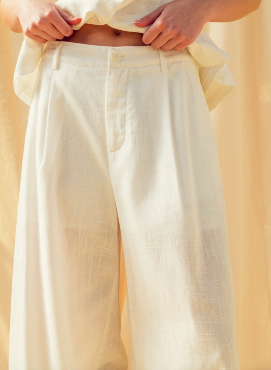 Riley Linen Trouser Pant in White