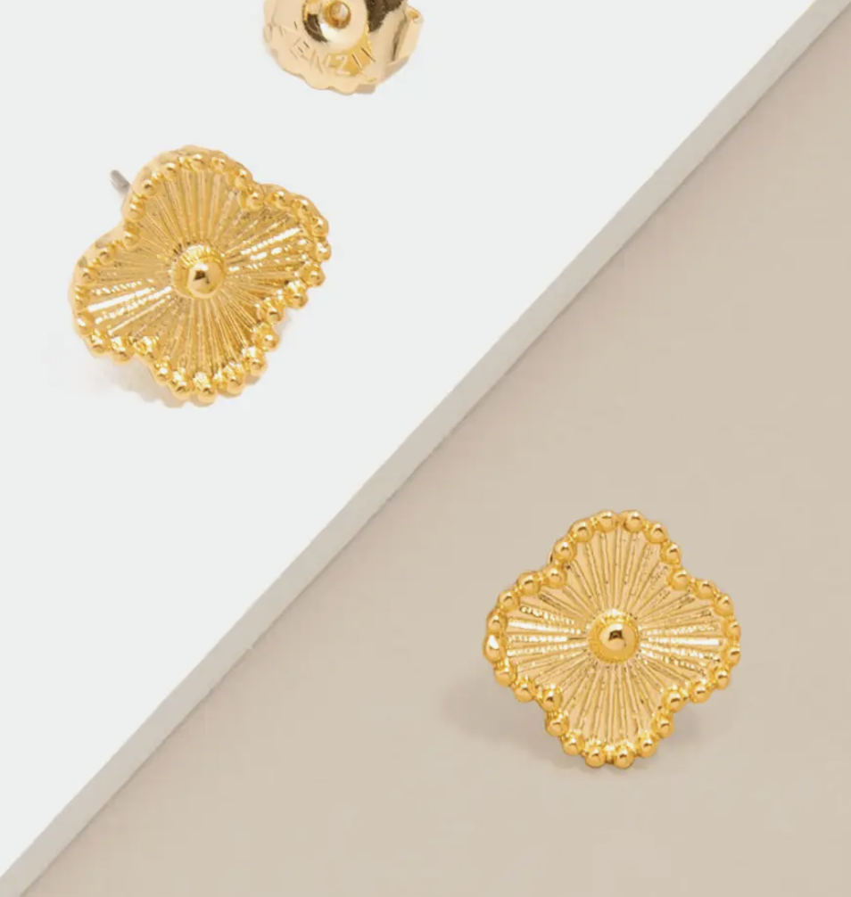 Gold Clover Stud Earrings