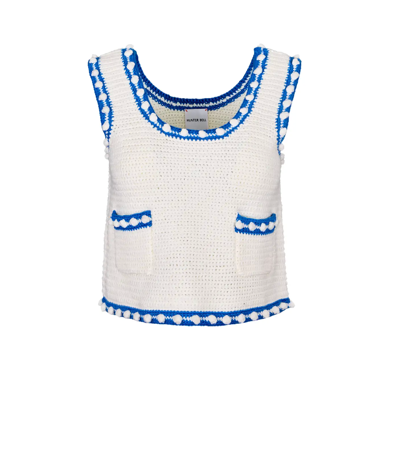 Hunter Bell Clover Tank in White Blue