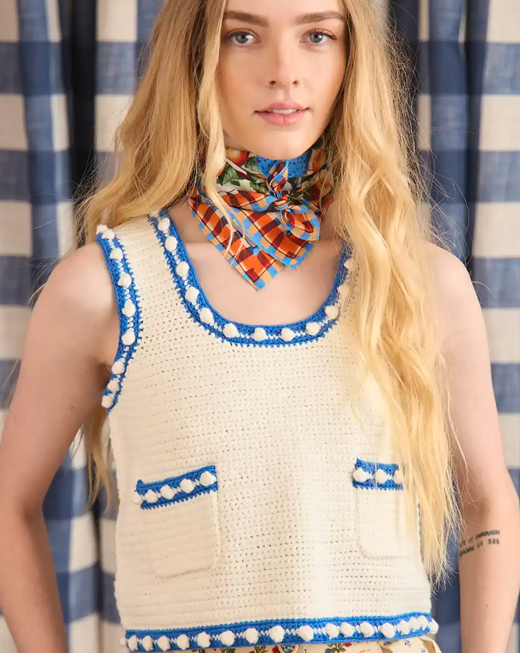 Hunter Bell Clover Tank in White Blue