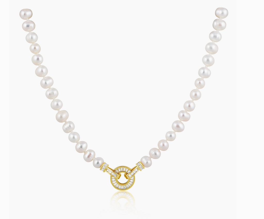 Jackie Pearl Necklace with CZ Toggle