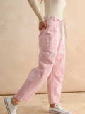 Vera Striped Barrel Pants in Light Pink