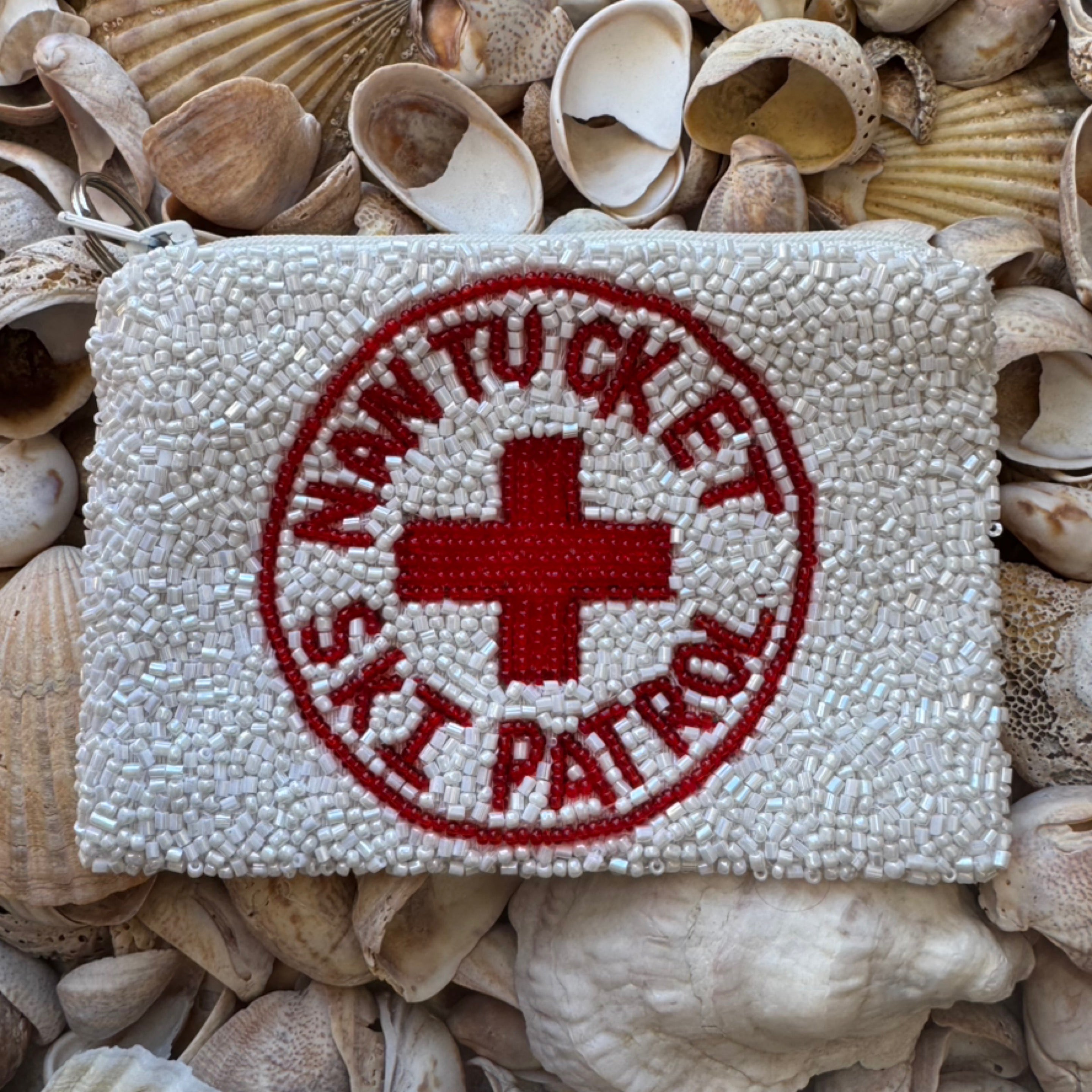 White & Red Nantucket Ski Patrol Coin Purse