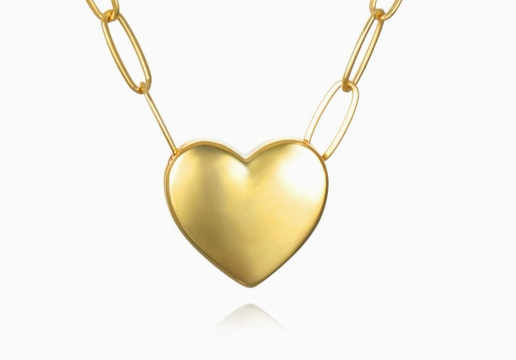 Small Gold Heart Necklace on Paperclip Chain