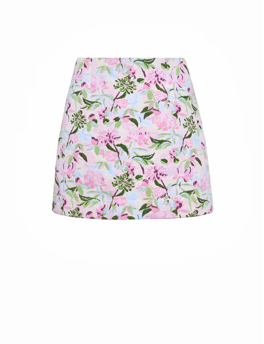 Hunter Bell Britt Mini Skirt in Magnolia Grove Jacquard