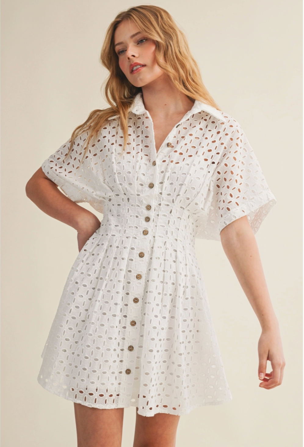 Ellie Eyelet Dress in White