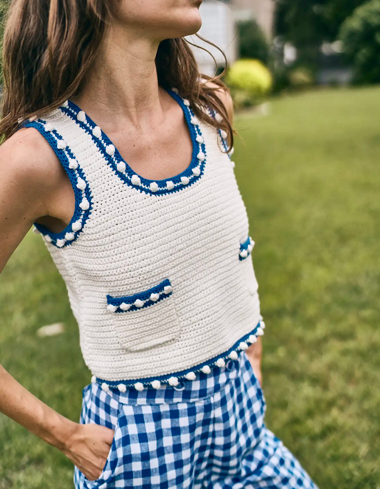Hunter Bell Clover Tank in White Blue