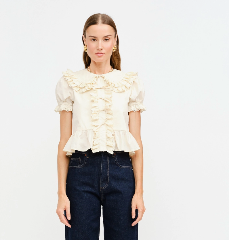Mary Top in Cream Cotton