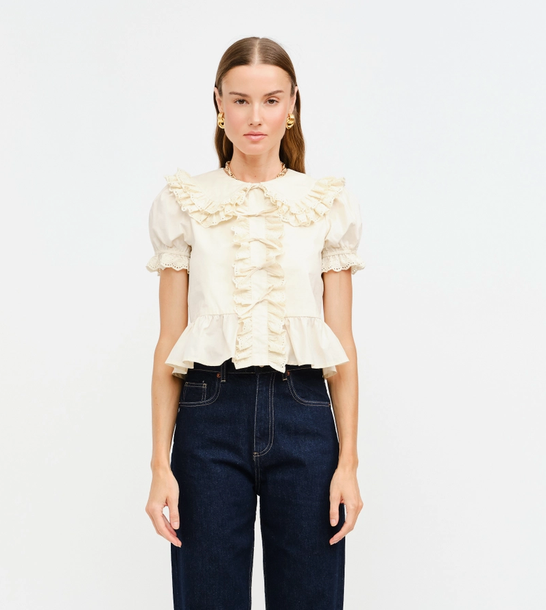 Mary Top in Cream Cotton