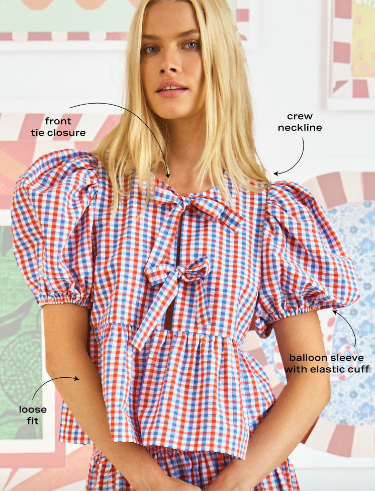 Hunter Bell Carly Top in Lighthouse Gingham
