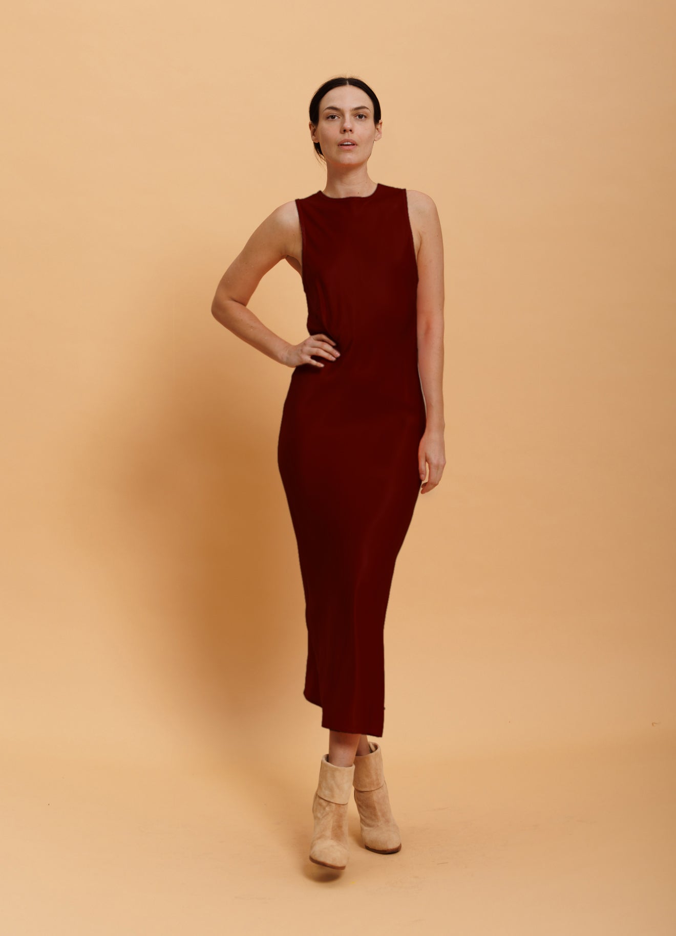 Cali Dreaming New York Midi Dress in Cinnamon