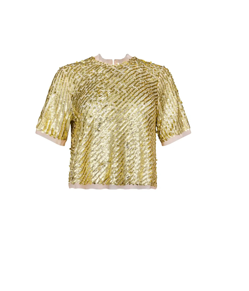 Hunter Bell Pixie Top in Gold Sequin