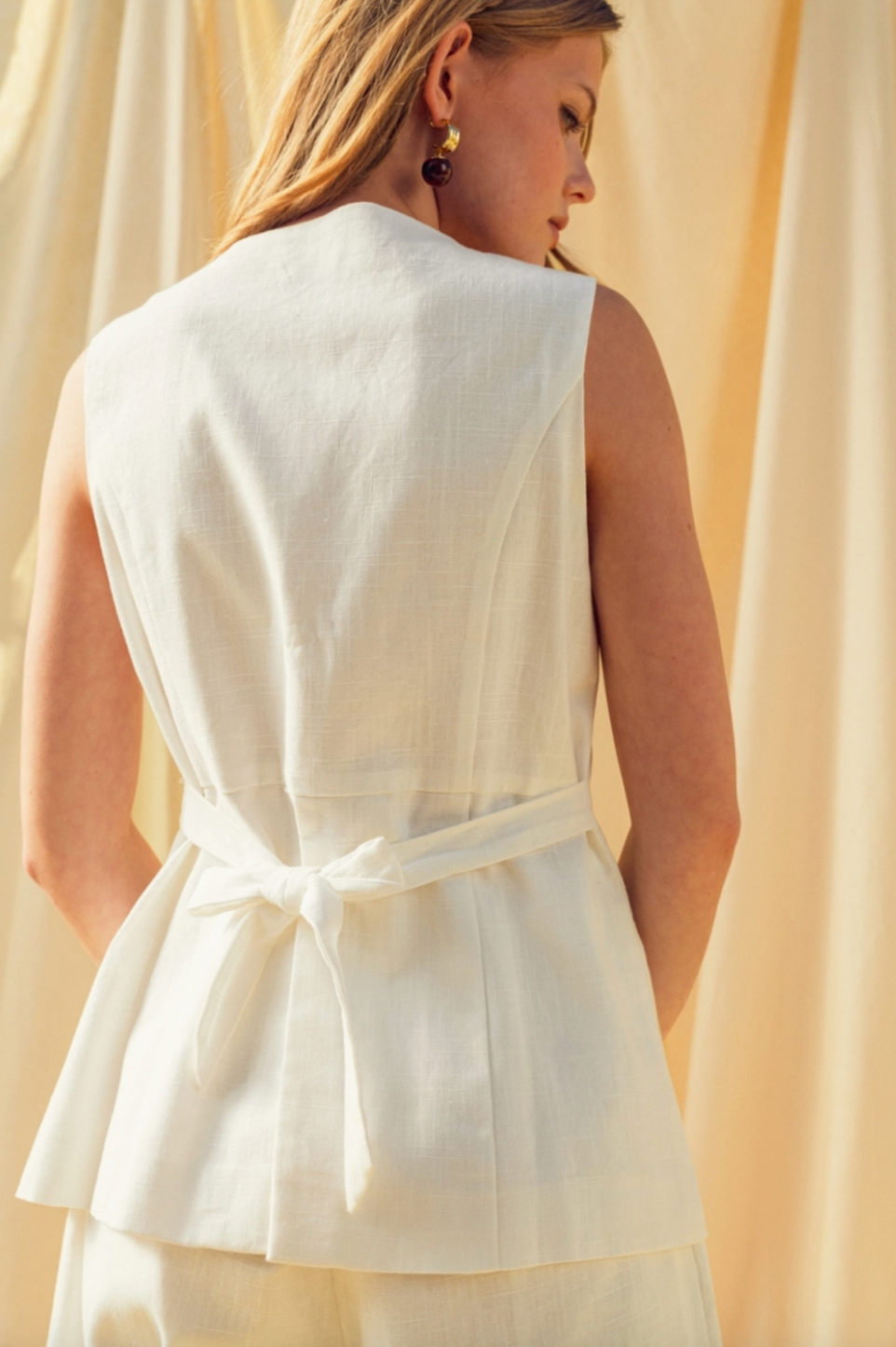 Riley Linen Vest Top in White