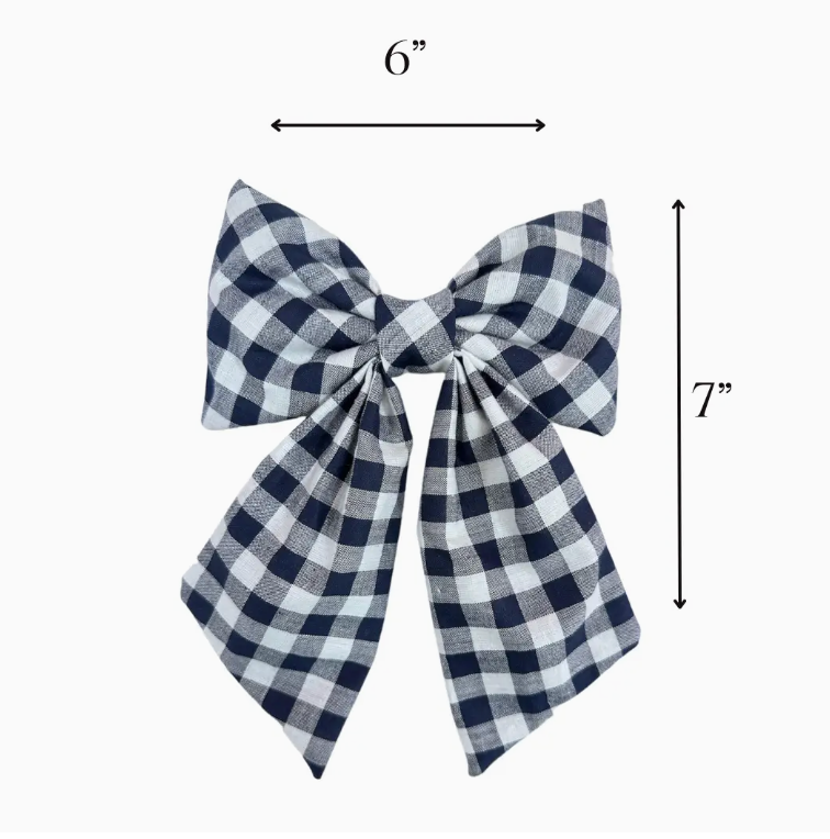 Navy Gingham Hair Bow