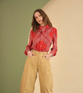 Hunter Bell Frances Blouse in Aces Wild Red