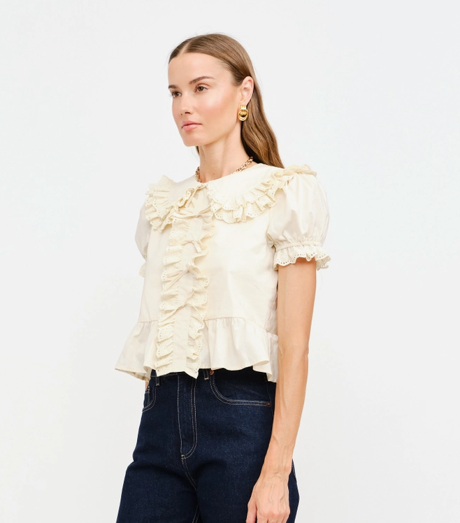 Mary Top in Cream Cotton